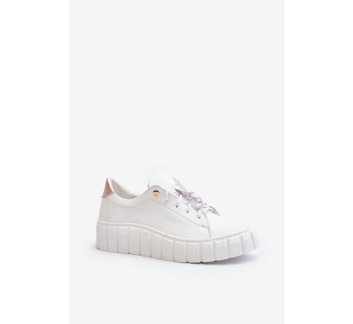 Dámská kožená polobotka na tlusté podrážce model 21646394 bílé - Zazoo