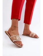 Lesklé Dámské Žabky S Ozdobou Beige model 21660668 - Boto