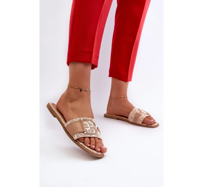 Lesklé Dámské Žabky S Ozdobou Beige model 21660668 - Boto