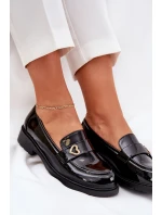 Lakovane Dámské Mokasíny Se Srdíčkem Černé S.Barski HY51-379