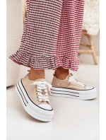 Dámské Tenisky Na Platformě Se Zlatými Béžové model 21701231 - Boto Dámské Tenisky Na Platformě Se Zlatými Béžové model 21701231 - Boto