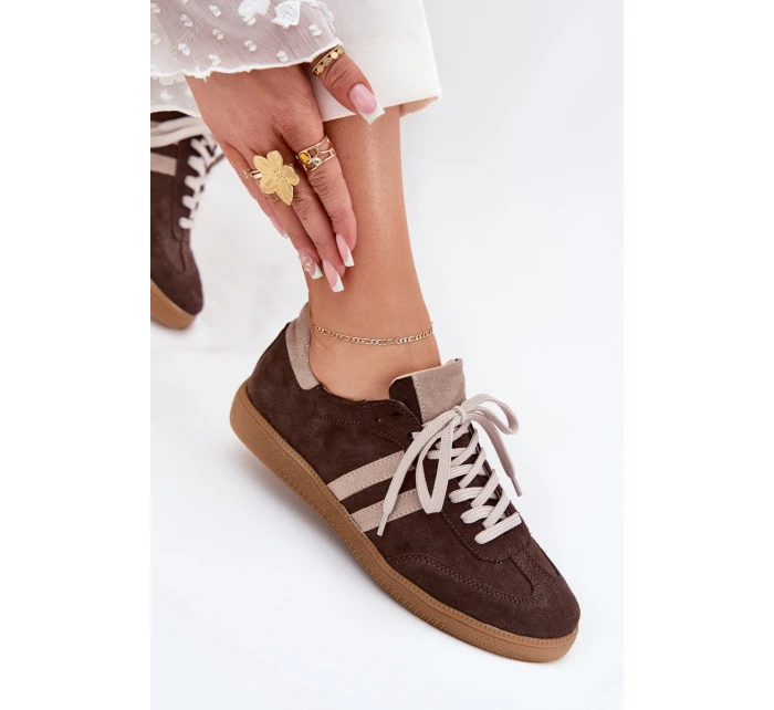 model 21703119 Semišové Nízké Tenisky Dámské Čokoládové - Zazoo