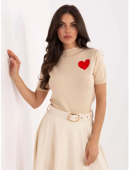 Sweter IT SW model 21471669 beżowy - FPrice Sweter IT SW model 21471669 beżowy - FPrice