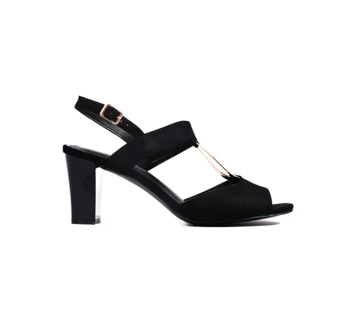 Praktické  sandály černé dámské na širokém podpatku