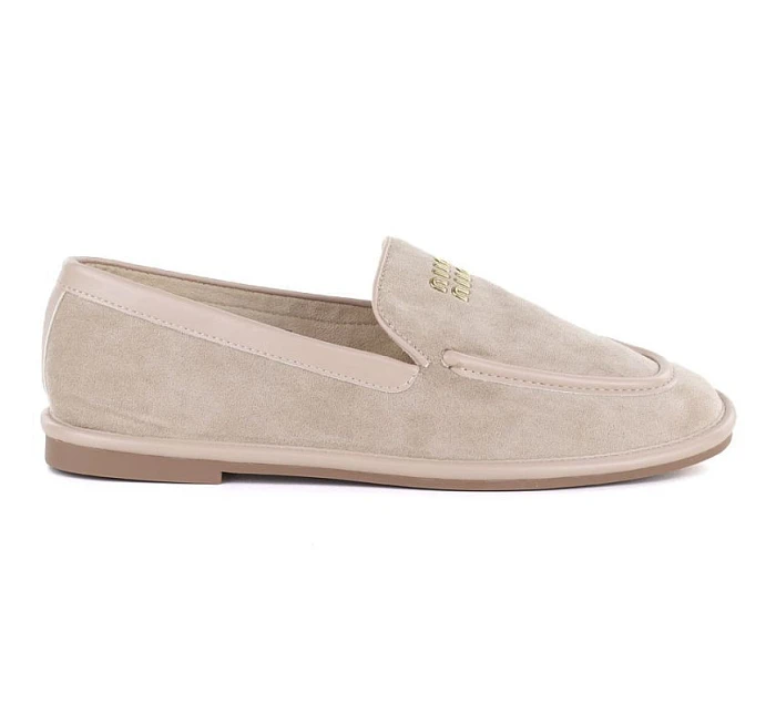 Dámské semišové polobotky béžové model 22097219 - VINCEZA