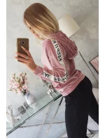 Velurová mikina s kapucí pudrově růžová Velurová mikina s kapucí pudrově růžová