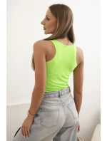 Dámská pruhovaná tílko s ozdobnou nášivkou světlá zelená