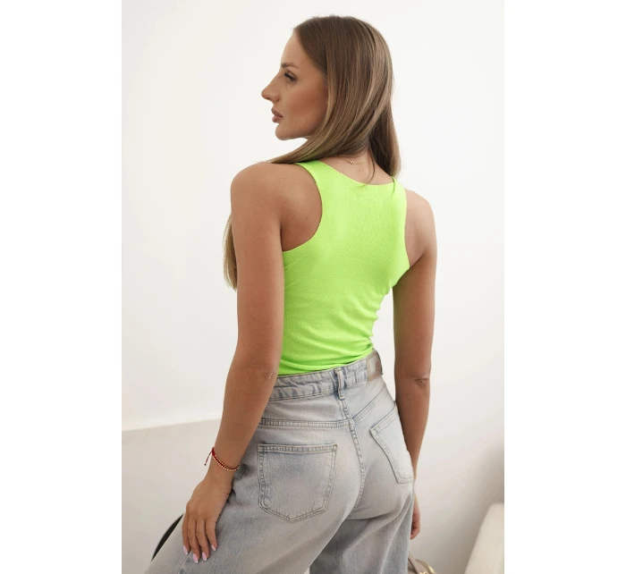 Dámská pruhovaná tílko s ozdobnou nášivkou světlá zelená