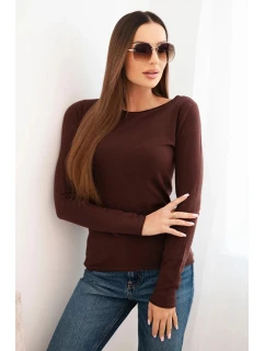 Dámský viskózový svetr s kulatým výstřihem a model 21412202 střihem hnědý - K-Fashion