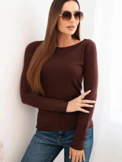Dámský viskózový svetr s kulatým výstřihem a model 21412202 střihem hnědý - K-Fashion