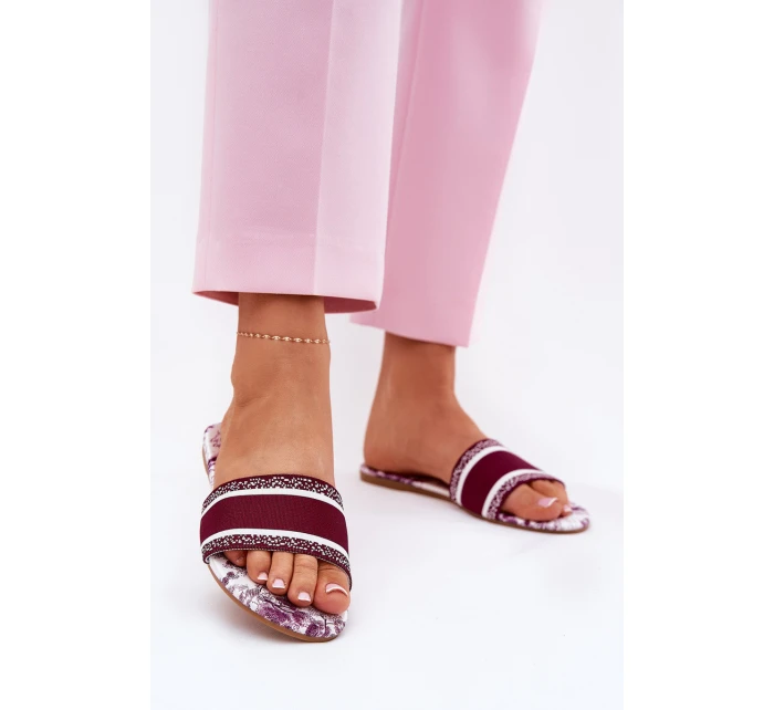 Vzory Ploché Sandály Dámské Bordó model 21689572 - Boto Vzory Ploché Sandály Dámské Bordó model 21689572 - Boto