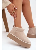 Dámské sněhule z přírodního semiše Mairene – béžové