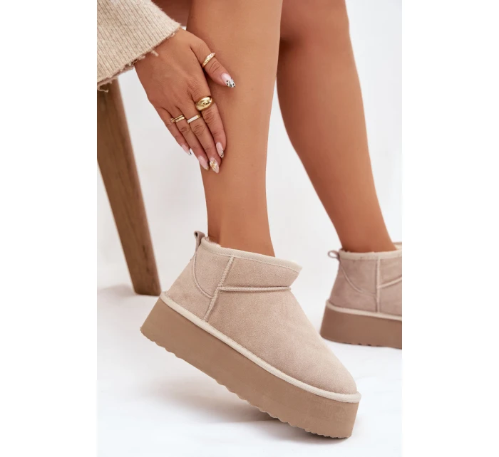 Dámské sněhule z přírodního semiše Mairene – béžové