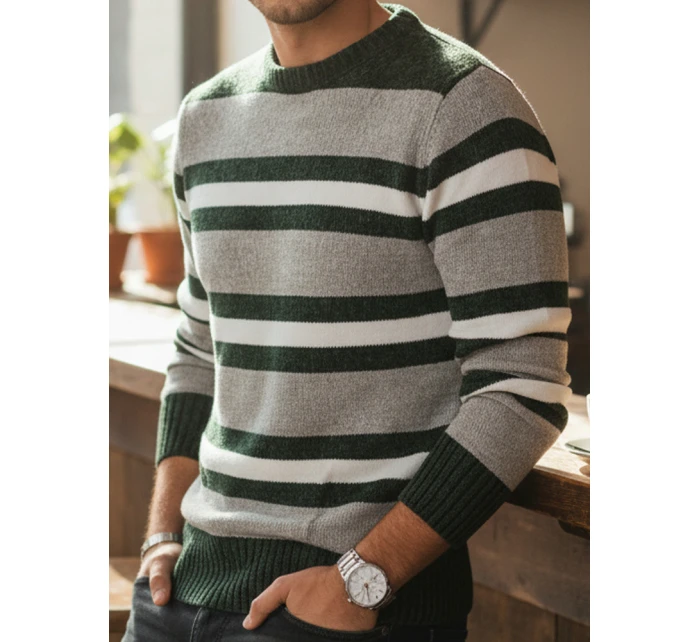 Pánský pruhovaný šedý svetr Dstreet model 21982490 - FashionStreet