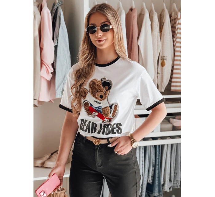 Dámské oversize tričko s výšivkou medvídka MISIONISTA white FashionStreet RY2852