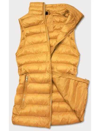 Krátká žlutá dámská prošívaná vesta model 16279850 - J.STYLE Krátká žlutá dámská prošívaná vesta model 16279850 - J.STYLE