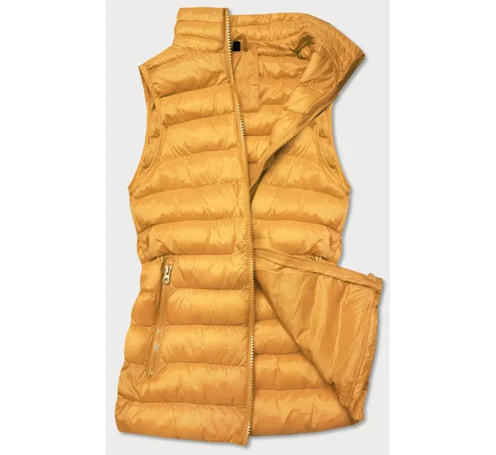 Krátká žlutá dámská prošívaná vesta model 16279850 - J.STYLE Krátká žlutá dámská prošívaná vesta model 16279850 - J.STYLE