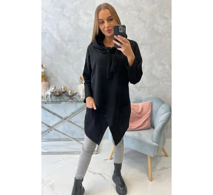 Oversize tunika s obálkou vpředu černá
