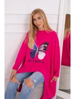 Oversize halenka s potiskem fuchsiová Oversize halenka s potiskem fuchsiová