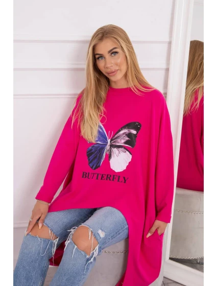 Oversize halenka s potiskem fuchsiová Oversize halenka s potiskem fuchsiová