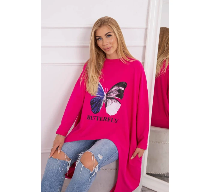 Oversize halenka s potiskem fuchsiová Oversize halenka s potiskem fuchsiová