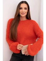 Svetr dámský z mohairu s model 21794217 rukávy malinová - K-Fashion Svetr dámský z mohairu s model 21794217 rukávy malinová - K-Fashion