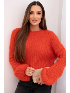 Svetr dámský z mohairu s model 21794217 rukávy malinová - K-Fashion