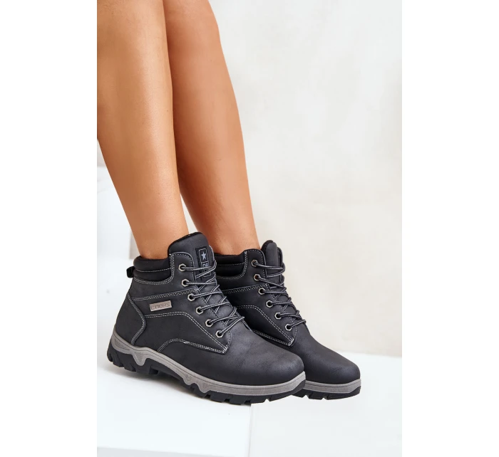 Pánské Zateplené Trekingové Boty Z Eko Kůže Modré model 21670126 - EVENTO Pánské Zateplené Trekingové Boty Z Eko Kůže Modré model 21670126 - EVENTO