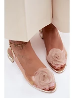 Dámské sandály průhledné s růží D&A MR61-9003 zlaté