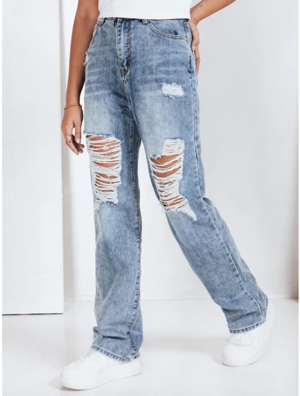 Dámské džínové kalhoty s dírami modré model 21992810 - Dstreet Dámské džínové kalhoty s dírami modré model 21992810 - Dstreet