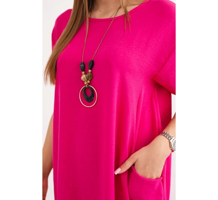 Šaty s kapsami a přívěskem fuchsie Šaty s kapsami a přívěskem fuchsie