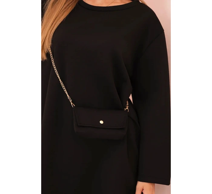 Dámská viskózová sukýnka Plus Size s model 21232411 na řetízku černá - K-Fashion