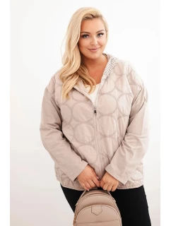 Dámská mikina Plus Size bavlněná na zip béžová