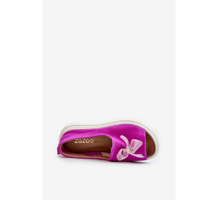 Zazoo 2939 Semišové Dámské Sandály S Mašlí Fuchsie