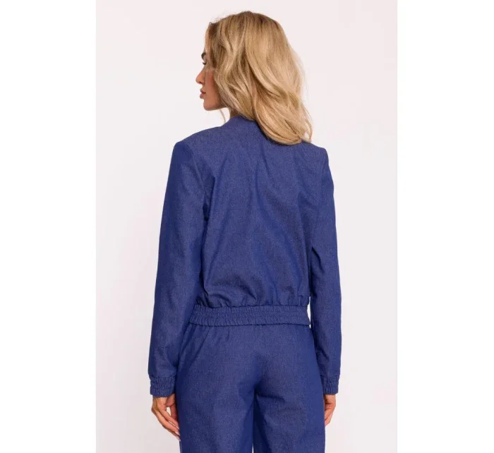 M800 Bunda bomber s lisovanými cvočky - modrá M800 Bunda bomber s lisovanými cvočky - modrá