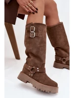 Dámské kozačky Helisse – černé, s pásky a stříbrnými přezkami Dámské kozačky Helisse – černé, s pásky a stříbrnými přezkami