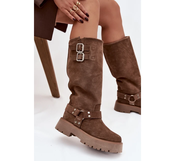 Dámské kozačky Helisse – černé, s pásky a stříbrnými přezkami Dámské kozačky Helisse – černé, s pásky a stříbrnými přezkami