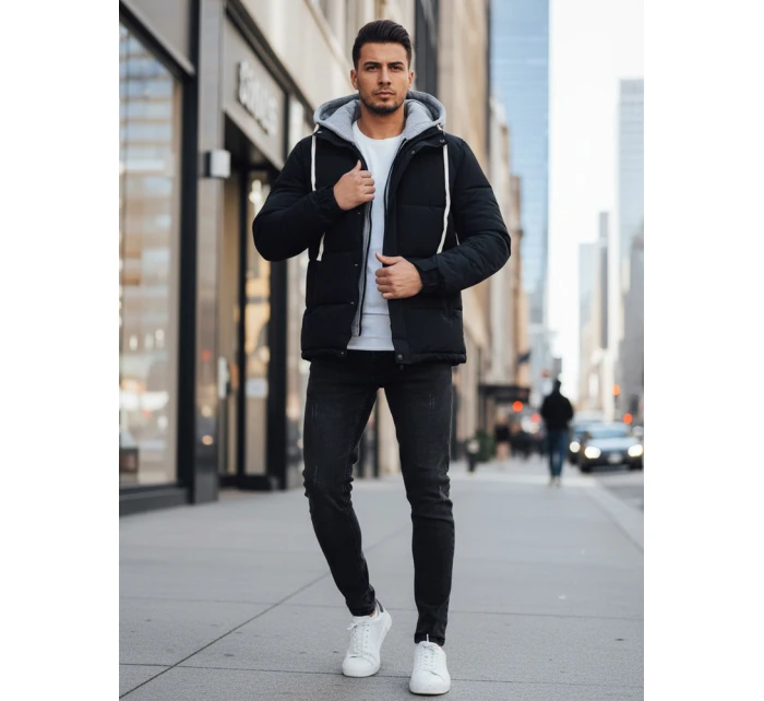 Pánská prošívaná zimní bunda s kapucí FashionStreet navy blue TX5101