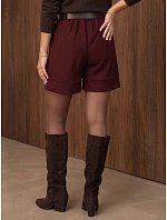 Elegantní dámské šortky s páskem, bordové, FashionStreet SY0623