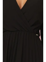 ISABELLE plisované šaty s dlouhými rukávy a výstřihem BLACK model 21215944 - numoco ISABELLE plisované šaty s dlouhými rukávy a výstřihem BLACK model 21215944 - numoco