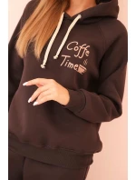 Dámská bavlněná zateplená souprava s potiskem hnědá