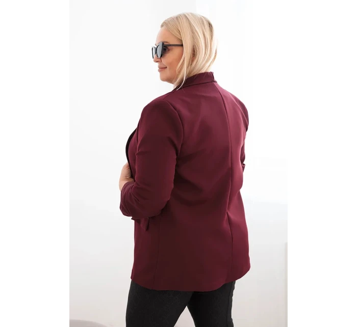 Dámská sako Plus Size bez zapínání s podšívkou model 21468626 švestková - K-Fashion Dámská sako Plus Size bez zapínání s podšívkou model 21468626 švestková - K-Fashion