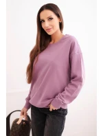 Dámská mikina z model 21494920 bavlny basic s kulatým výstřihem tmavě růžová - K-Fashion