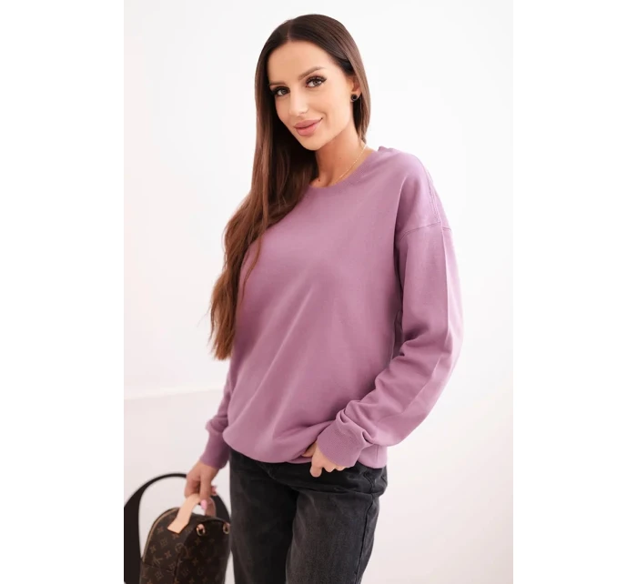 Dámská mikina z model 21494920 bavlny basic s kulatým výstřihem tmavě růžová - K-Fashion