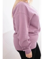 Dámská mikina Plus Size bavlněná basic s kulatým výstřihem tmavě růžová