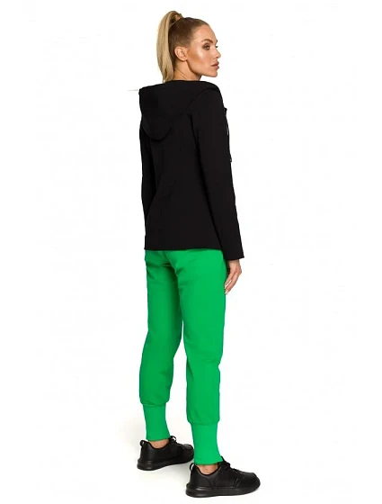 model 17626046 Bunda s kapucí a jedním knoflíkem černá - Moe