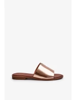 Dámské pantofle z eko kůže na plochém podpatku, zlatá Maliha