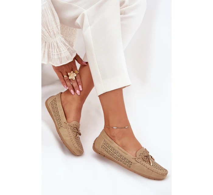 Dámské perforované mokasíny s ozdobou Kaydance – camel Dámské perforované mokasíny s ozdobou Kaydance – camel