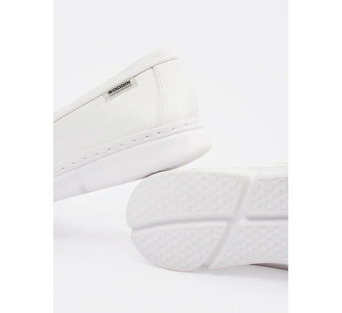 Luxusní dámské bílé  mokasíny bez podpatku