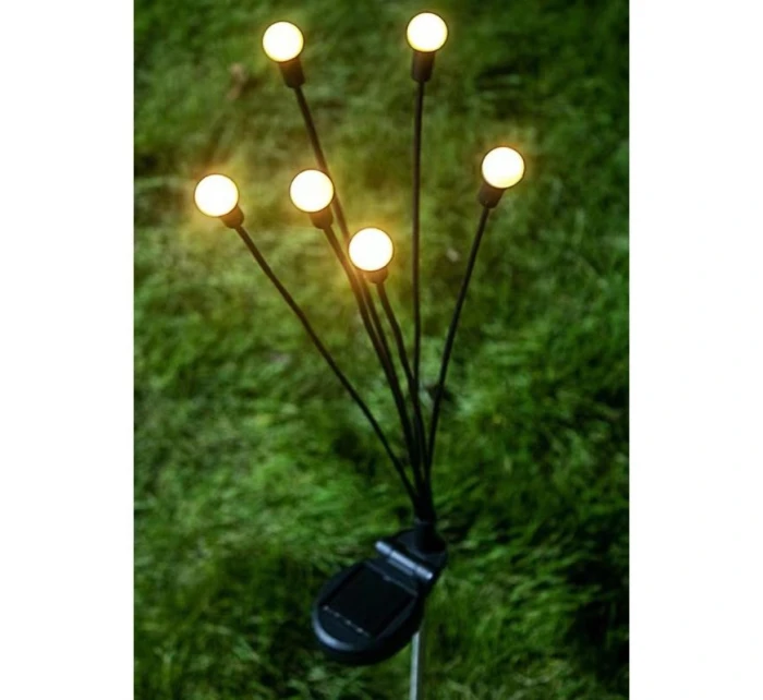 SOLÁRNÍ LAMPA TANČÍCÍ VE VĚTRU BÍLÉ KOULE 6 LED 72CM